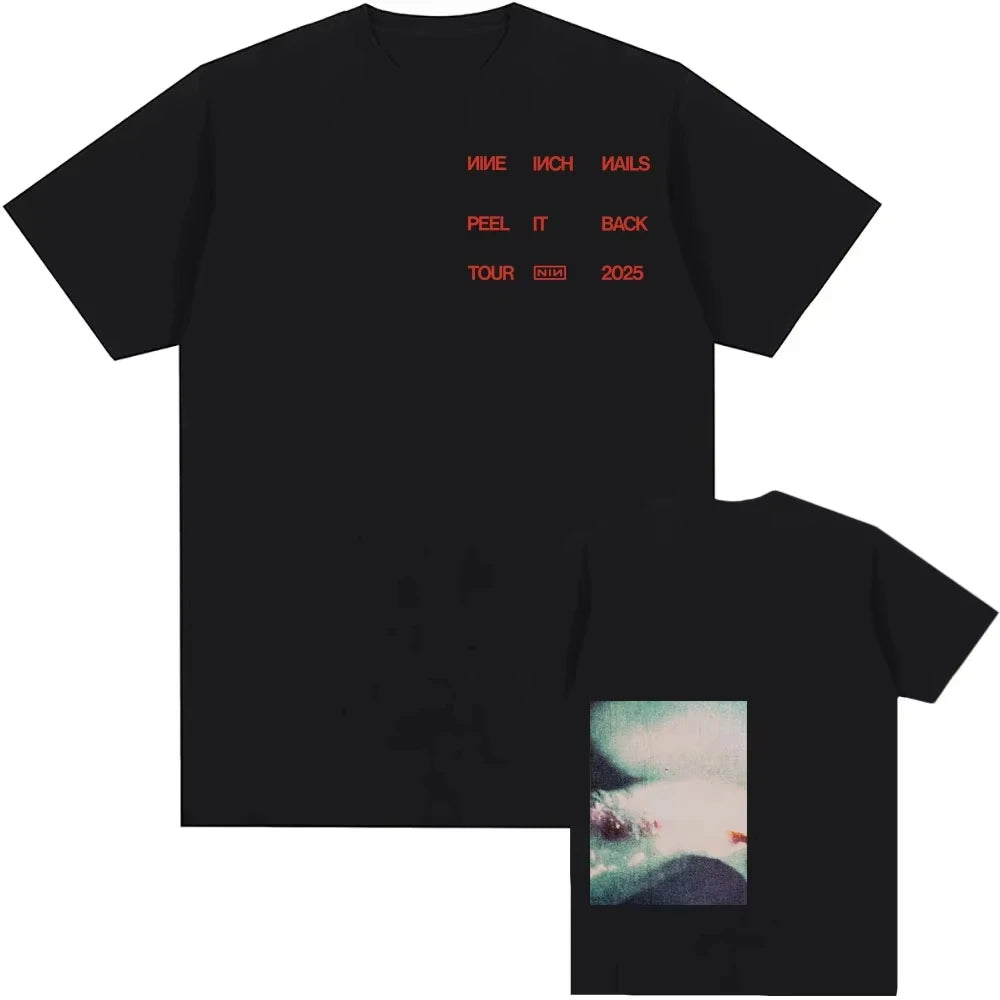 Rock Band Nine Inch Nails Tshirts Peel It Back Tour 2025 NEW T Shirt Cotton Summer Round Neck Male T-shirt Men Women Streetwear