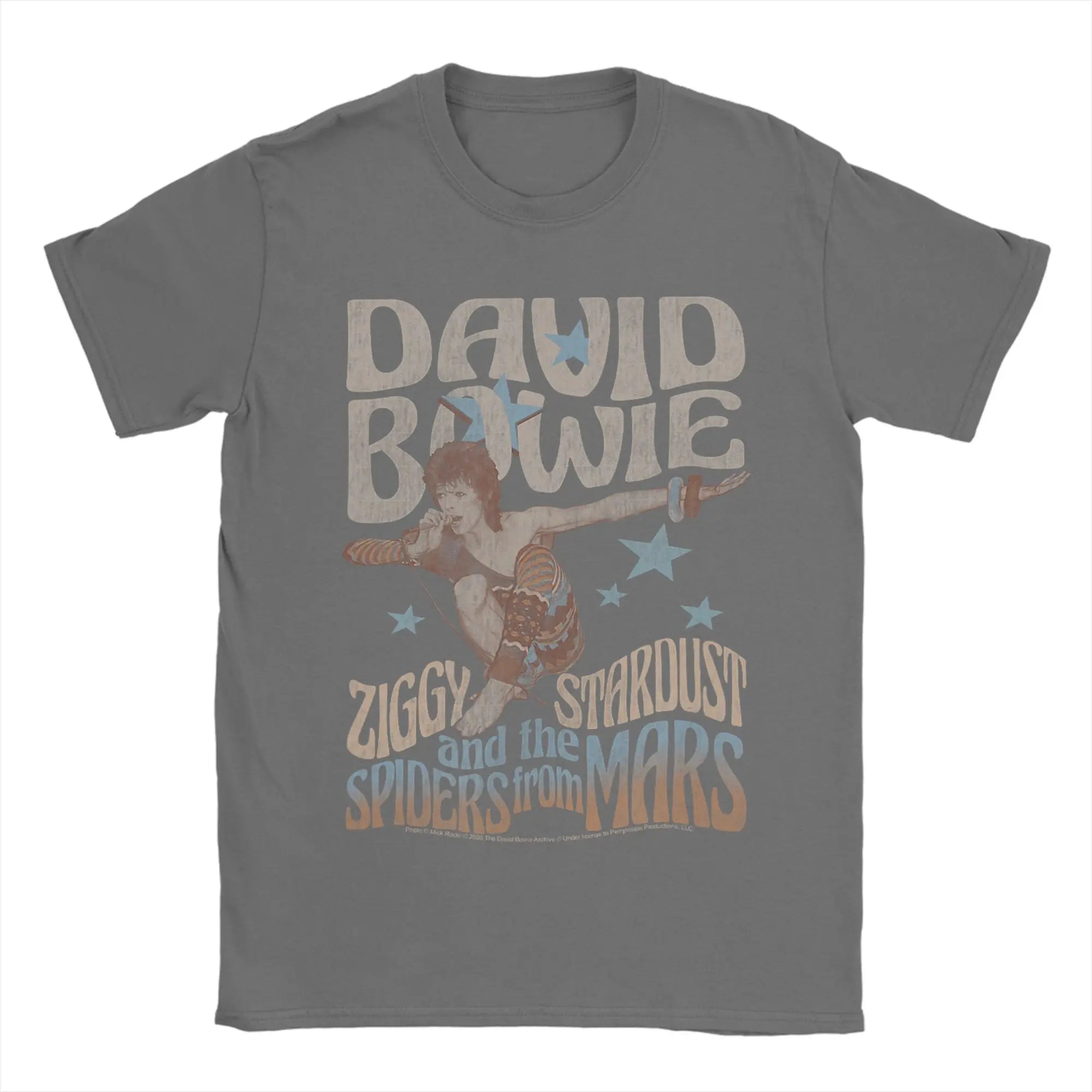 David Bowie Ziggy Stardust and The Spiders from Mars T Shirt Men Round Collar  Tees Short Sleeve Clothes Plus Size