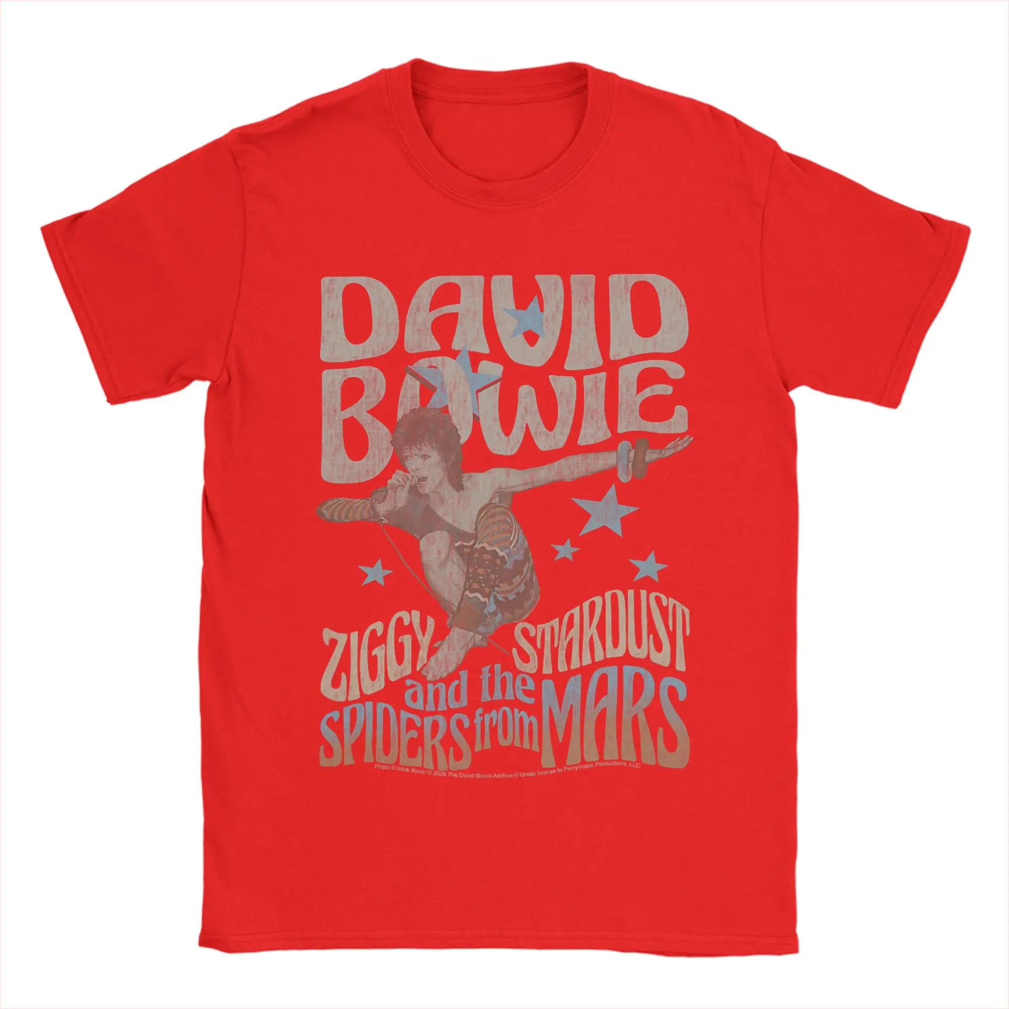 David Bowie Ziggy Stardust and The Spiders from Mars T Shirt Men Round Collar  Tees Short Sleeve Clothes Plus Size