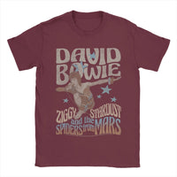 David Bowie Ziggy Stardust and The Spiders from Mars T Shirt Men Round Collar  Tees Short Sleeve Clothes Plus Size