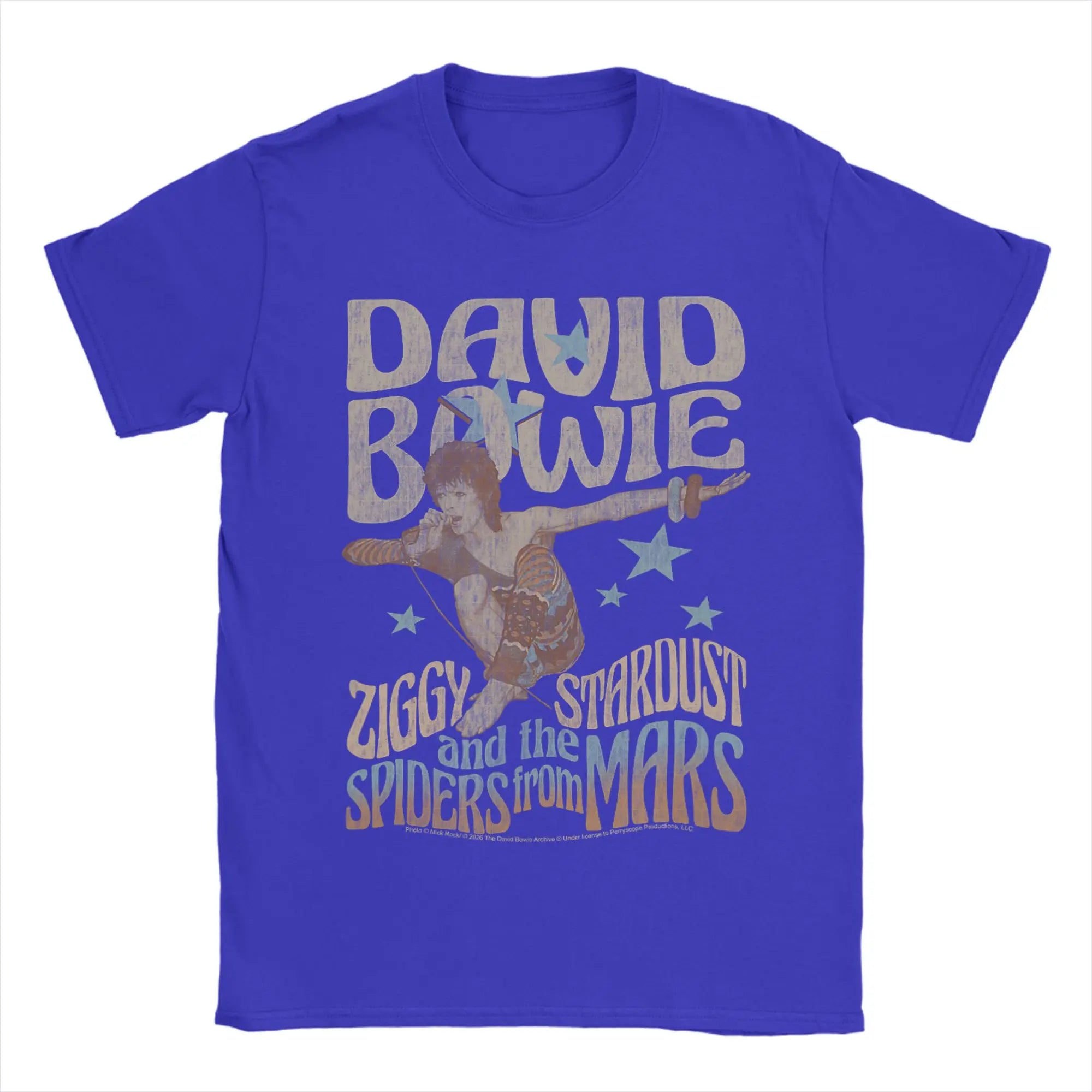 David Bowie Ziggy Stardust and The Spiders from Mars T Shirt Men Round Collar  Tees Short Sleeve Clothes Plus Size