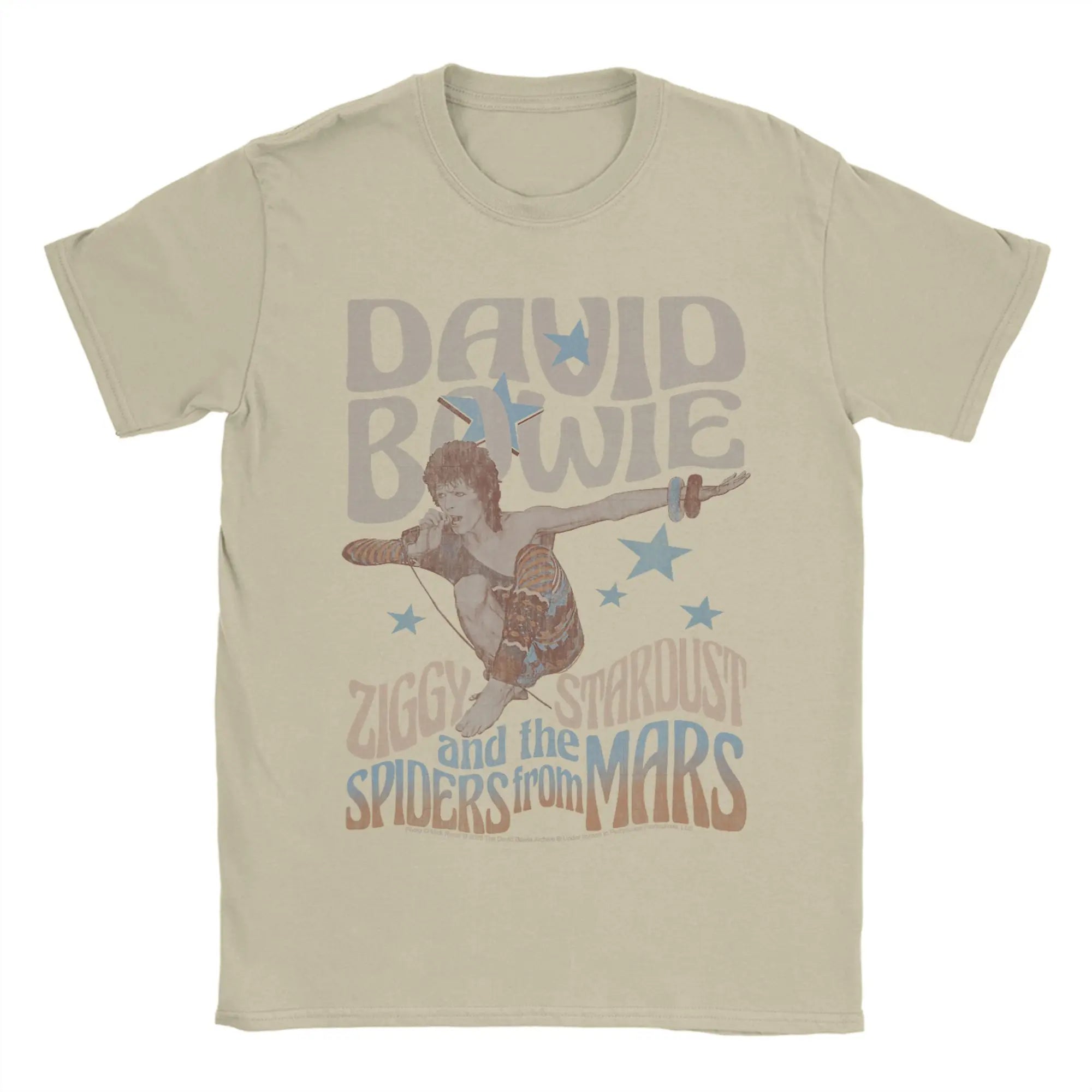 David Bowie Ziggy Stardust and The Spiders from Mars T Shirt Men Round Collar  Tees Short Sleeve Clothes Plus Size