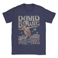 David Bowie Ziggy Stardust and The Spiders from Mars T Shirt Men Round Collar  Tees Short Sleeve Clothes Plus Size