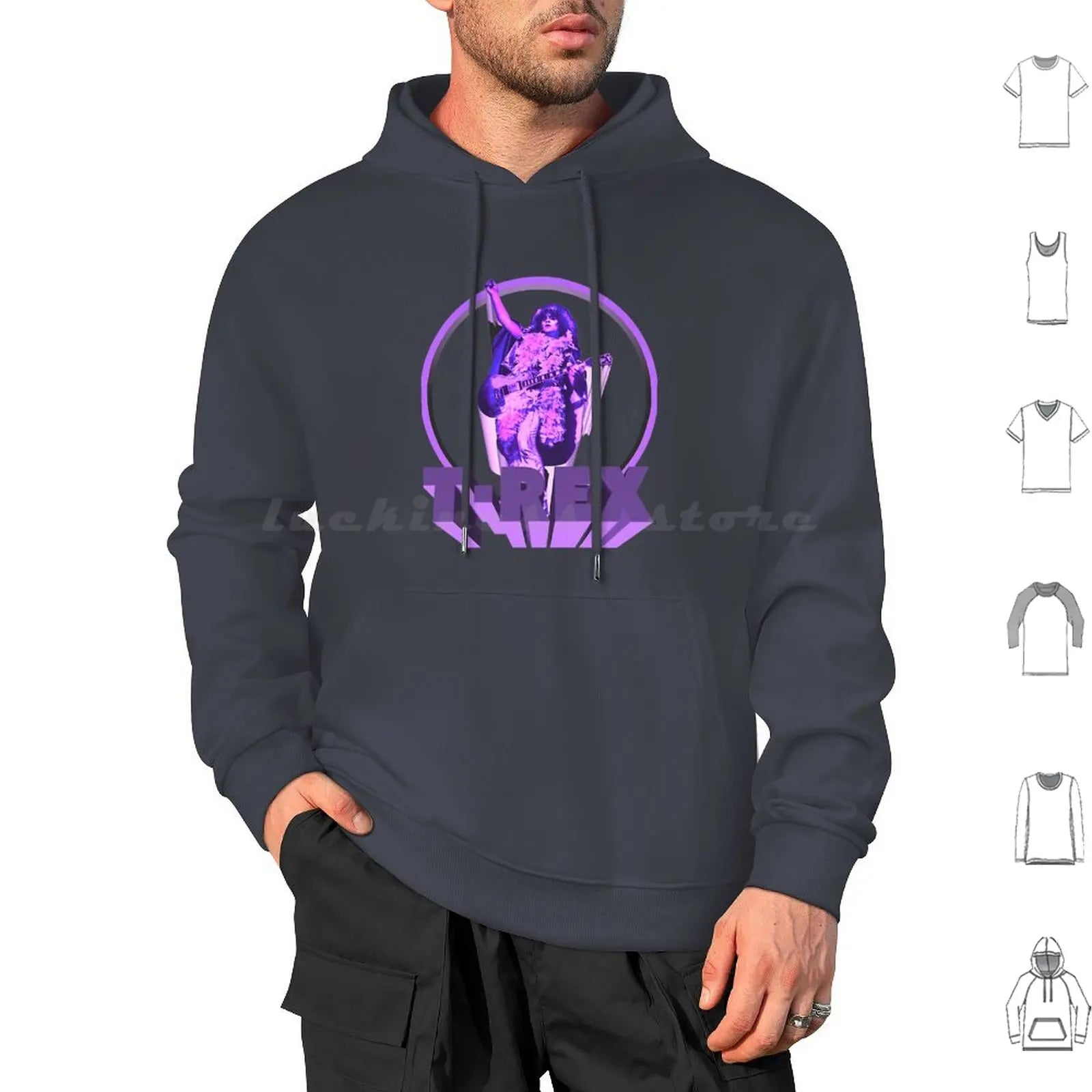 T-Rex Classic Hoodie Cotton Long Sleeve T Rex Marc Bolan Music Bolan Glam Marc 70s Trex 1970s Pop Band Bowie Rex Glitter