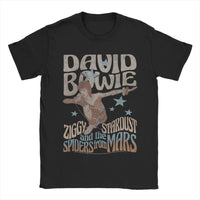 David Bowie Ziggy Stardust and The Spiders from Mars T Shirt Men Round Collar  Tees Short Sleeve Clothes Plus Size