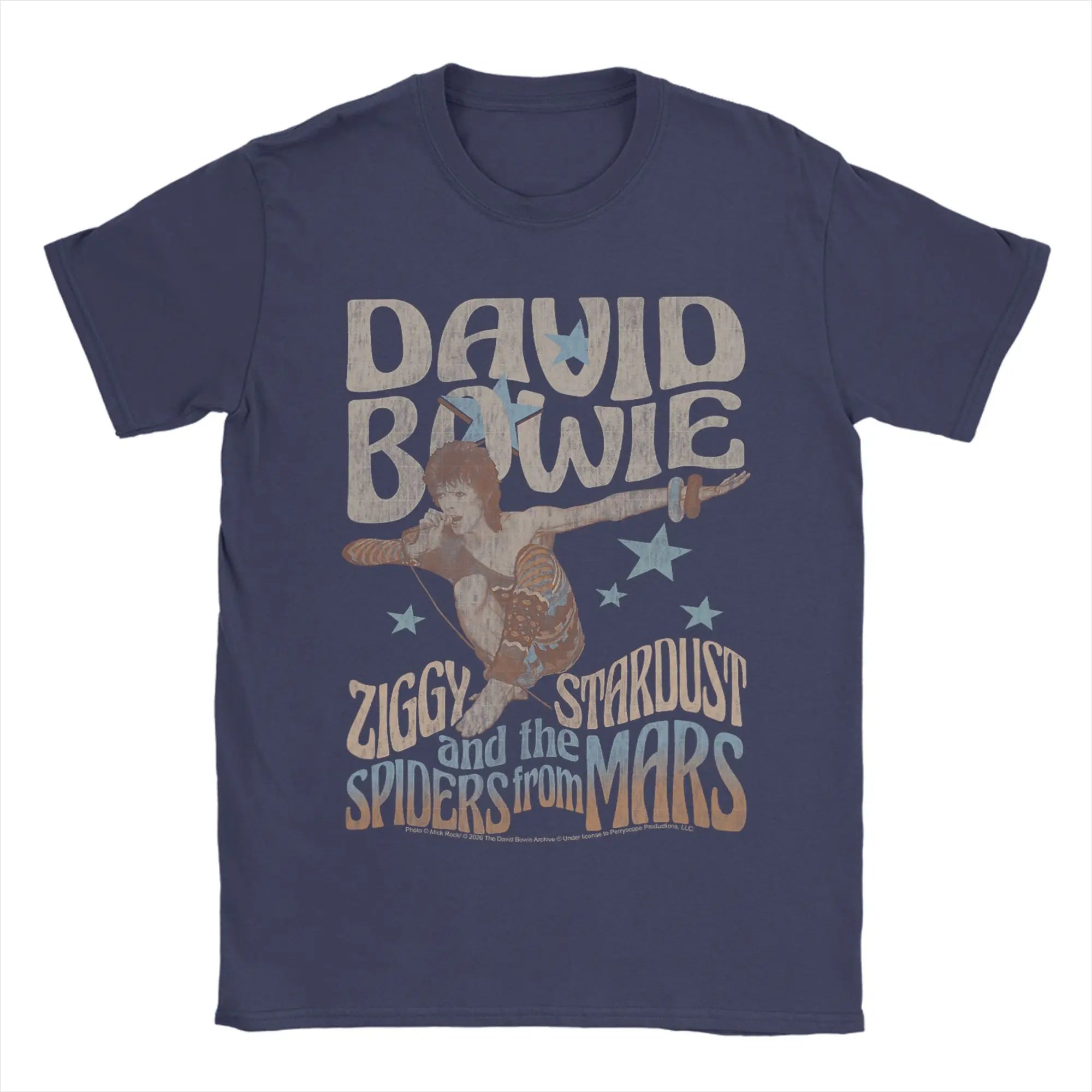 David Bowie Ziggy Stardust and The Spiders from Mars T Shirt Men Round Collar  Tees Short Sleeve Clothes Plus Size