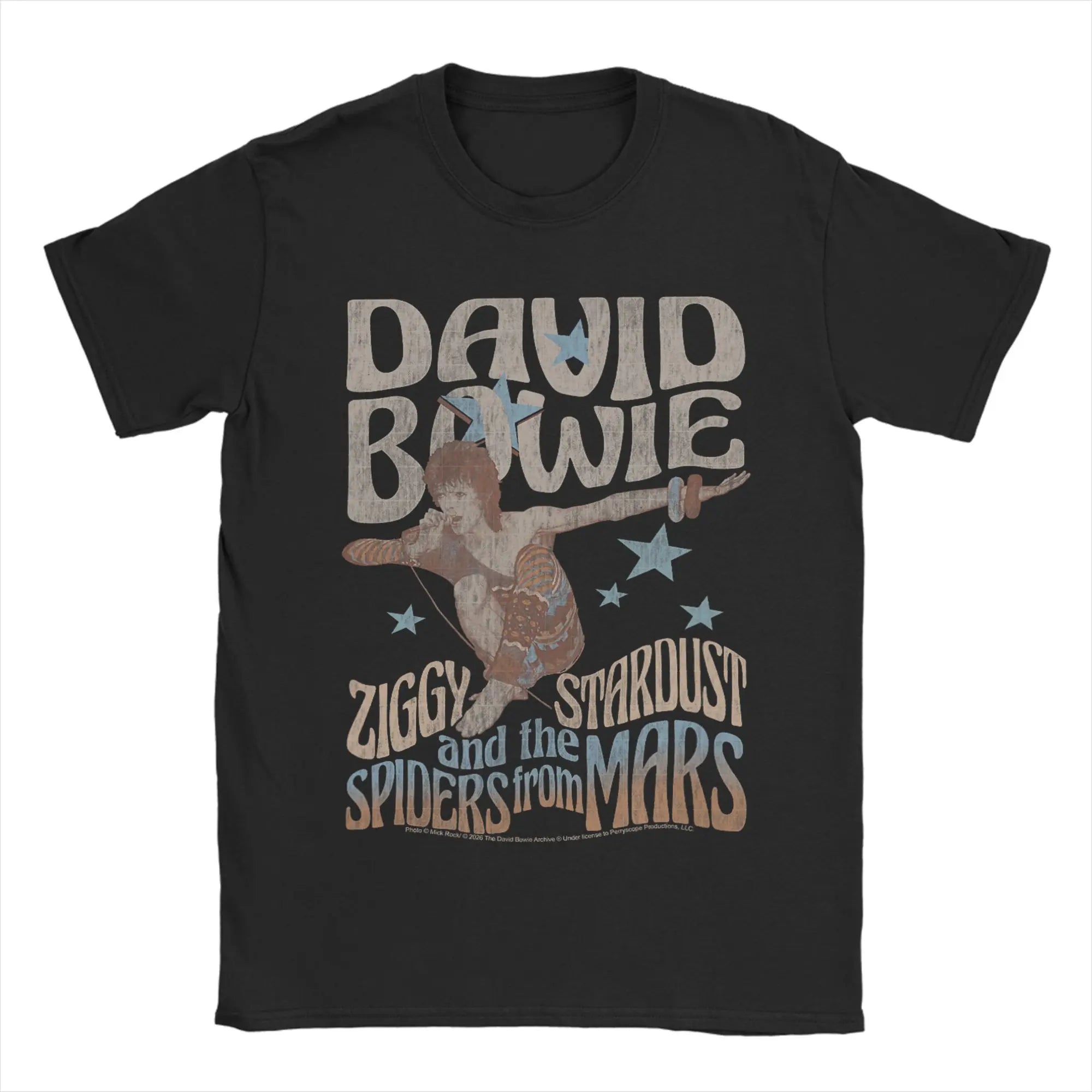 David Bowie Ziggy Stardust and The Spiders from Mars T Shirt Men Round Collar  Tees Short Sleeve Clothes Plus Size