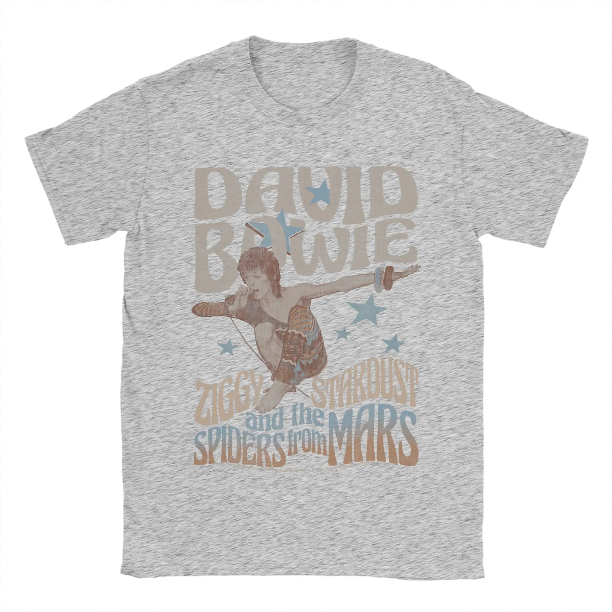 David Bowie Ziggy Stardust and The Spiders from Mars T Shirt Men Round Collar  Tees Short Sleeve Clothes Plus Size