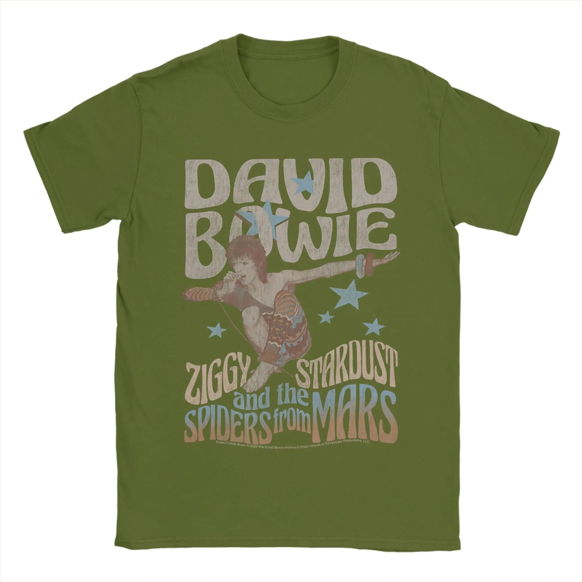 David Bowie Ziggy Stardust and The Spiders from Mars T Shirt Men Round Collar  Tees Short Sleeve Clothes Plus Size