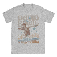 David Bowie Ziggy Stardust and The Spiders from Mars T Shirt Men Round Collar  Tees Short Sleeve Clothes Plus Size