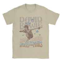 David Bowie Ziggy Stardust and The Spiders from Mars T Shirt Men Round Collar  Tees Short Sleeve Clothes Plus Size