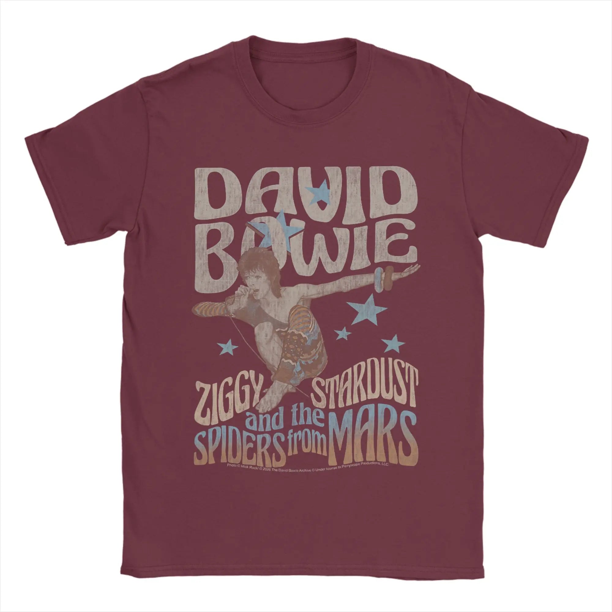 David Bowie Ziggy Stardust and The Spiders from Mars T Shirt Men Round Collar  Tees Short Sleeve Clothes Plus Size
