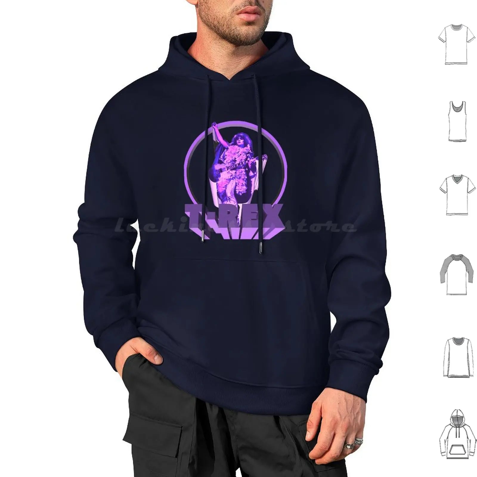 T-Rex Classic Hoodie Cotton Long Sleeve T Rex Marc Bolan Music Bolan Glam Marc 70s Trex 1970s Pop Band Bowie Rex Glitter
