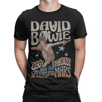 David Bowie Ziggy Stardust and The Spiders from Mars T Shirt Men Round Collar  Tees Short Sleeve Clothes Plus Size
