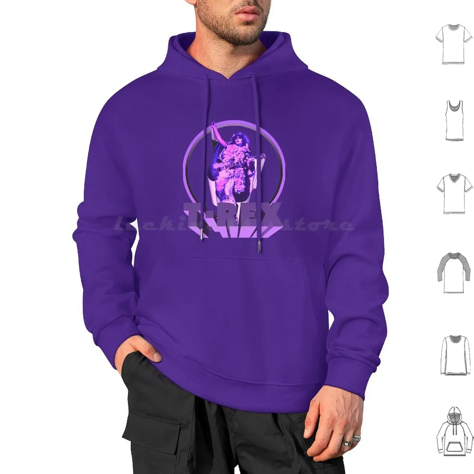 T-Rex Classic Hoodie Cotton Long Sleeve T Rex Marc Bolan Music Bolan Glam Marc 70s Trex 1970s Pop Band Bowie Rex Glitter